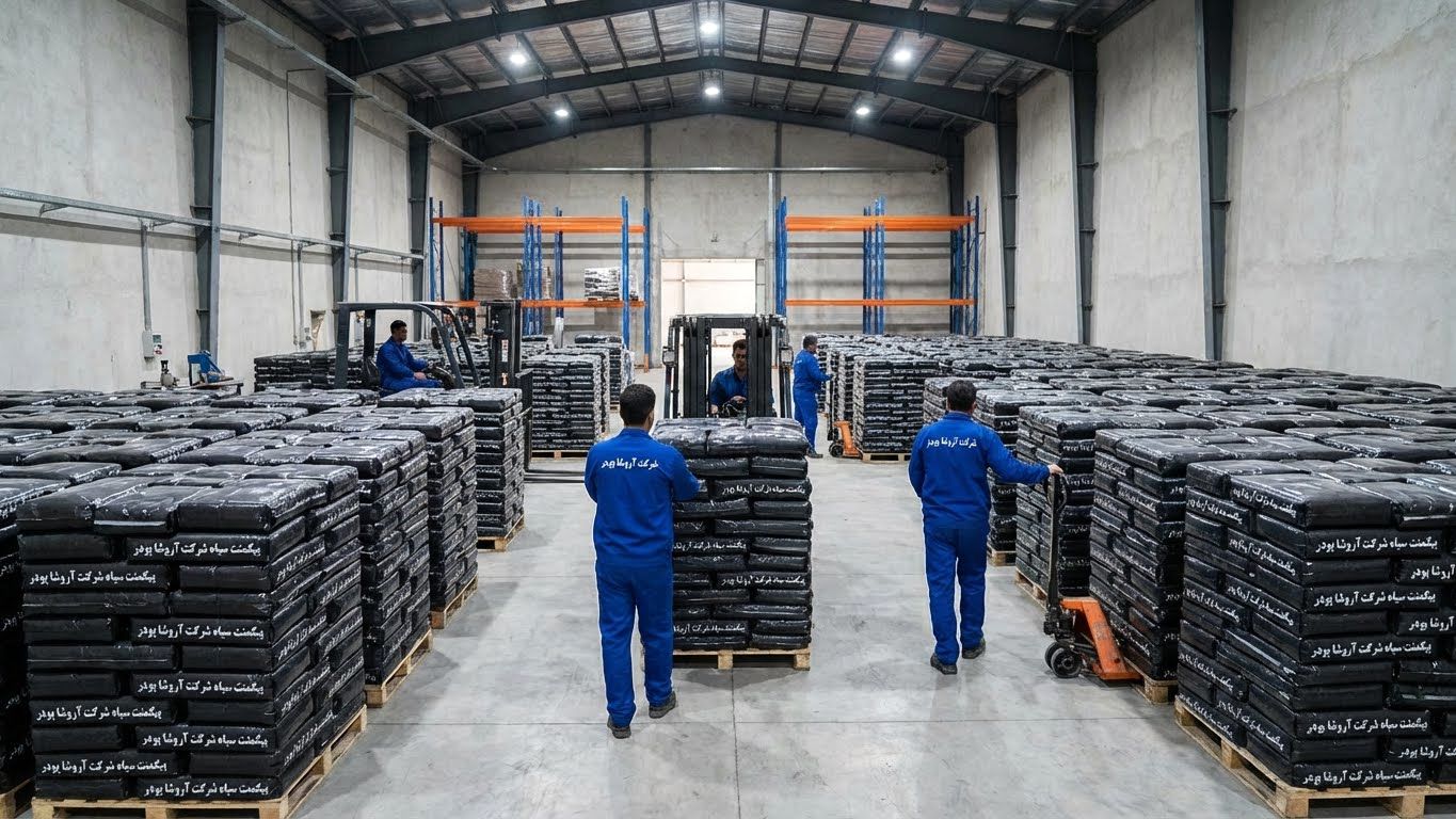 انبار پیگمنت مشکی دوده سیاه و دوده سیمانی شرکت آروشا پودر